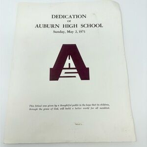Vintage Auburn NY Dedication Of Auburn High School Program 1971